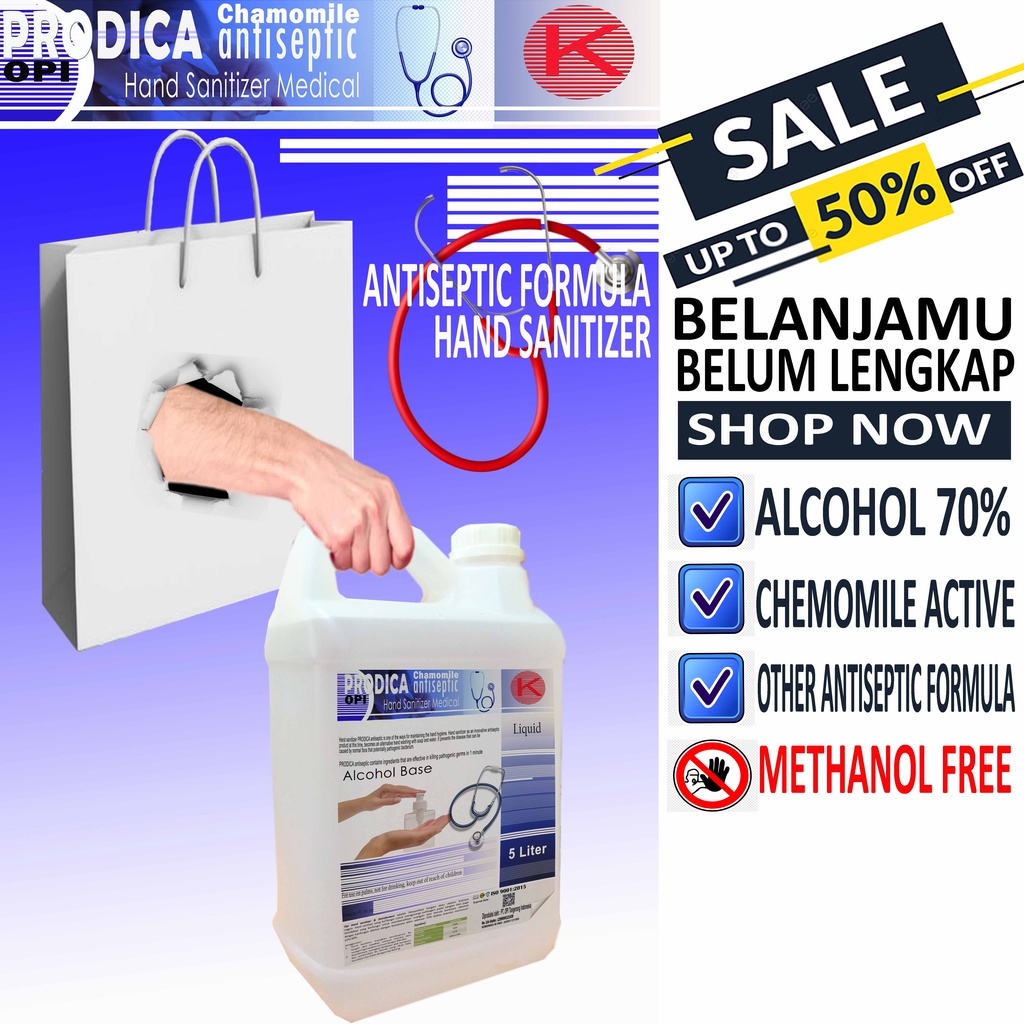 hand sanitizer 5 liter cair prodica antiseptic chamomile extract alkohol 70% KEMENKES sudah ada izin edar resmi by Oke sabun suplayer 2