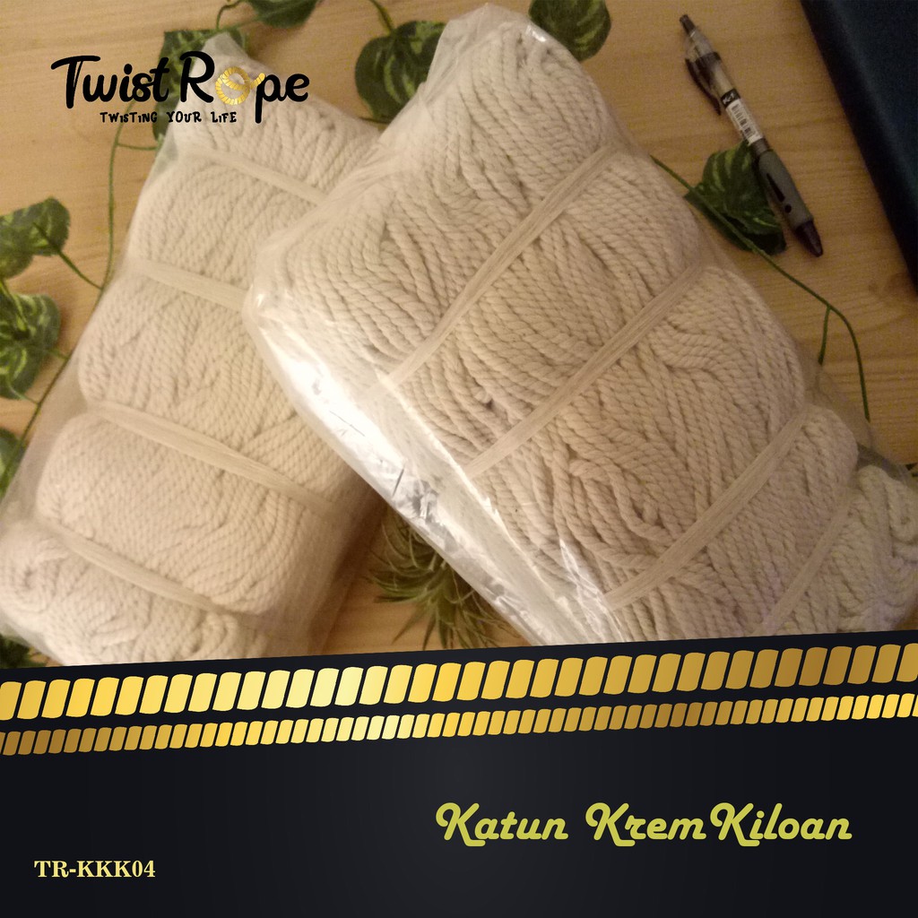 

TWIST ROPE - Premium Tali Katun Kiloan 4mm Broken White