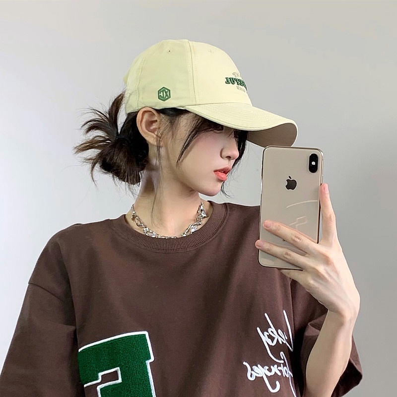 Putih Sun-Proof Memuncak Topi Wanita   Korea Fashion  Huruf Bisbol Cap Wajah Kecil  tipis Topi Matah