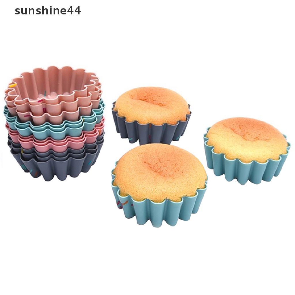 Sunshine 6Pcs Cetakan Cupcake / Muffin Bahan Silikon Food Grade Dapat Dipakai Ulang