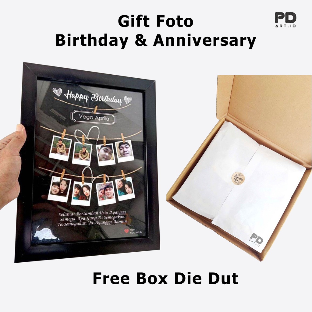 Gift Ultah / Kado ulang tahun 1 Paket / Cetak Foto Plus Bingkai Kaca Minimalis / Bingkai Wisuda / Bingkai Kayu / Cetak Foto 10R Plus Frame / Gift Foto / Kado ulang tahun cewe / Paket kado ulang tahun cowo / Guft Foto Polaroid