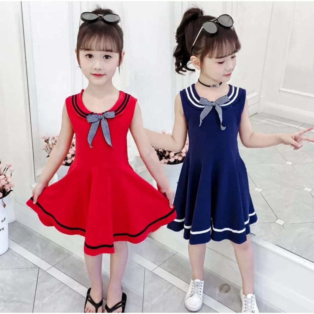 INV - DRESS KIDS LOLA COMBI RIBBON BIZZ / GP / MERAH / NAVY / TERBARU / TERPOPULER