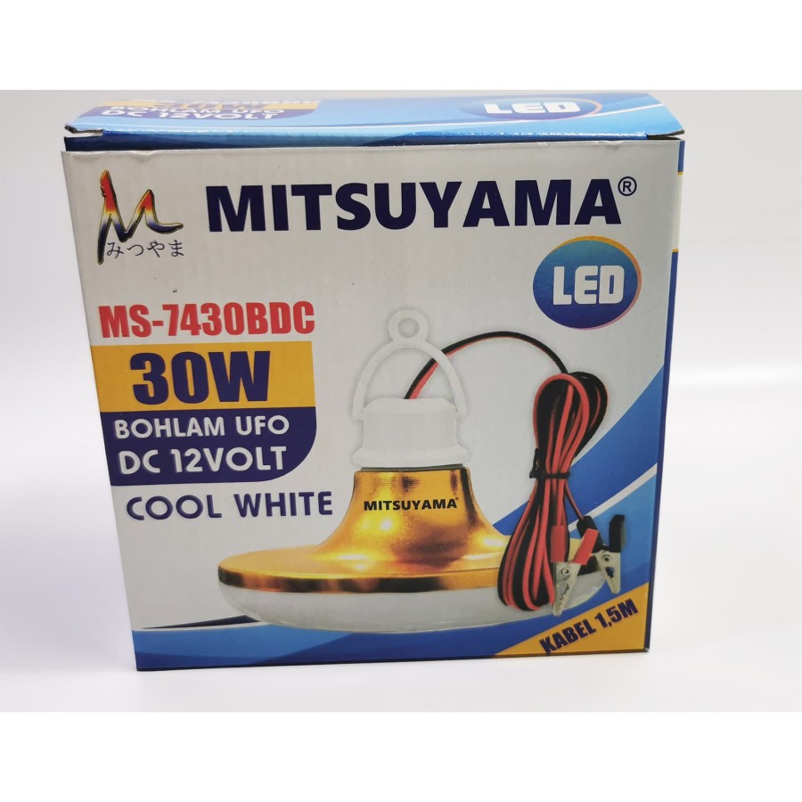 Barangunik2021-Bohlam Aki UFO DC 12v jepit 30 watt Merk MITSUYAMA MS-7430BDC cahaya putih /Lampu Aki Ufo 30watt