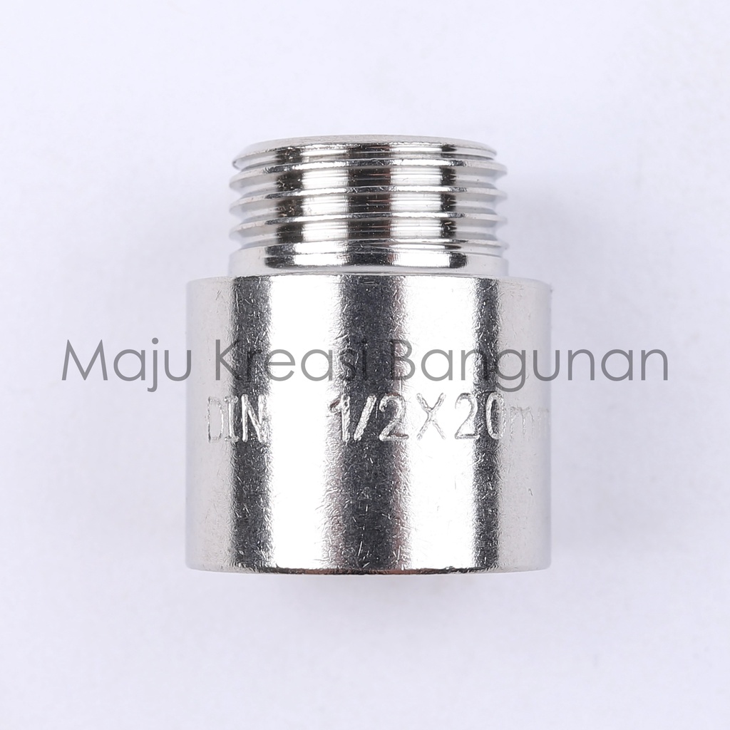 Sok Kran Drat Luar Dalam SOLIGEN 1/2 Inch Inci Pendek Kuningan Sock Sambungan Keran Nepel Pipa 1/2&quot;