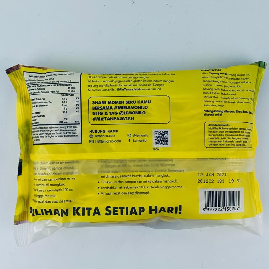 MI INSTAN KUAH LEMONILO RASA KARI AYAM 70g