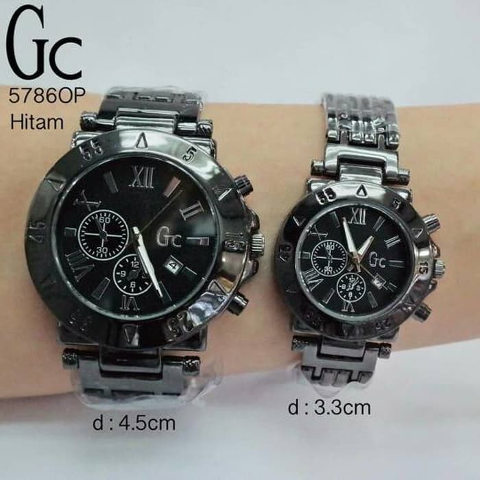 JAM TANGAN COUPLE GC/GUESS RANTAI PREMIUM BLACK Terbatas