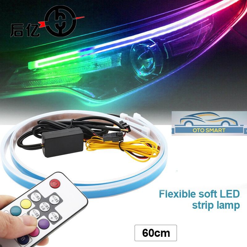 Lampu Alis LED DRL  Slim RGB Remot Sen Runing 30cm 45cm 60cm 12 Volt harga 1set Lengkap