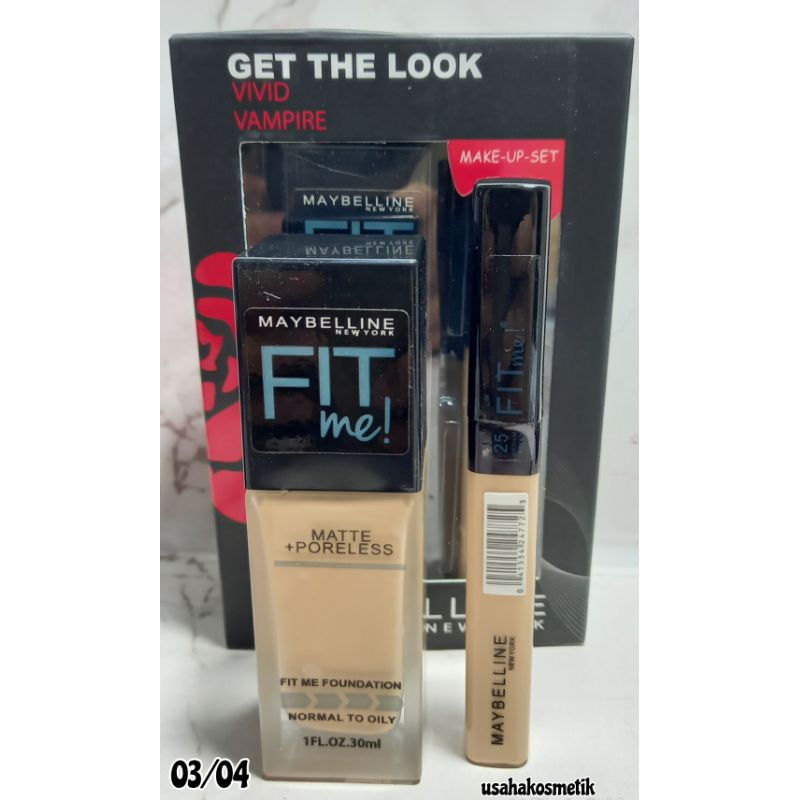 TERMURAH MAKE-UP SET MAYBELLINE 2IN1  FOUNDATION MATTE PORELESS + CONCEALER NO.3302 | 3384