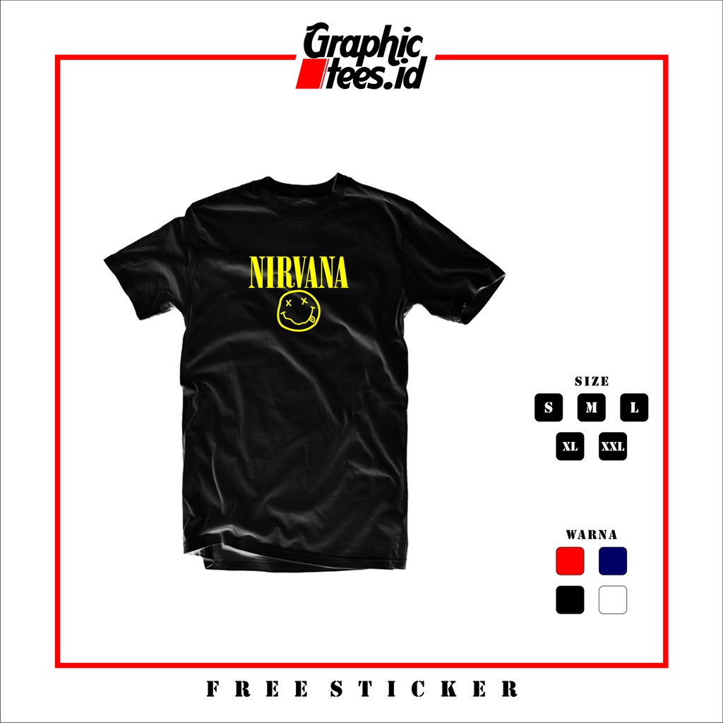 Kaos Band Nirvana Logo Kaos Musik Grunge Kurt Cobain Shopee Indonesia