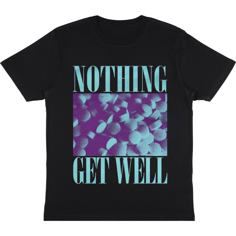 KAOS BAJU NOTHING - GET WELL | T-SHIRT BAND NOTHING GET WELL | BAJU BAND NOTHING HITAM PRIA MUSIK