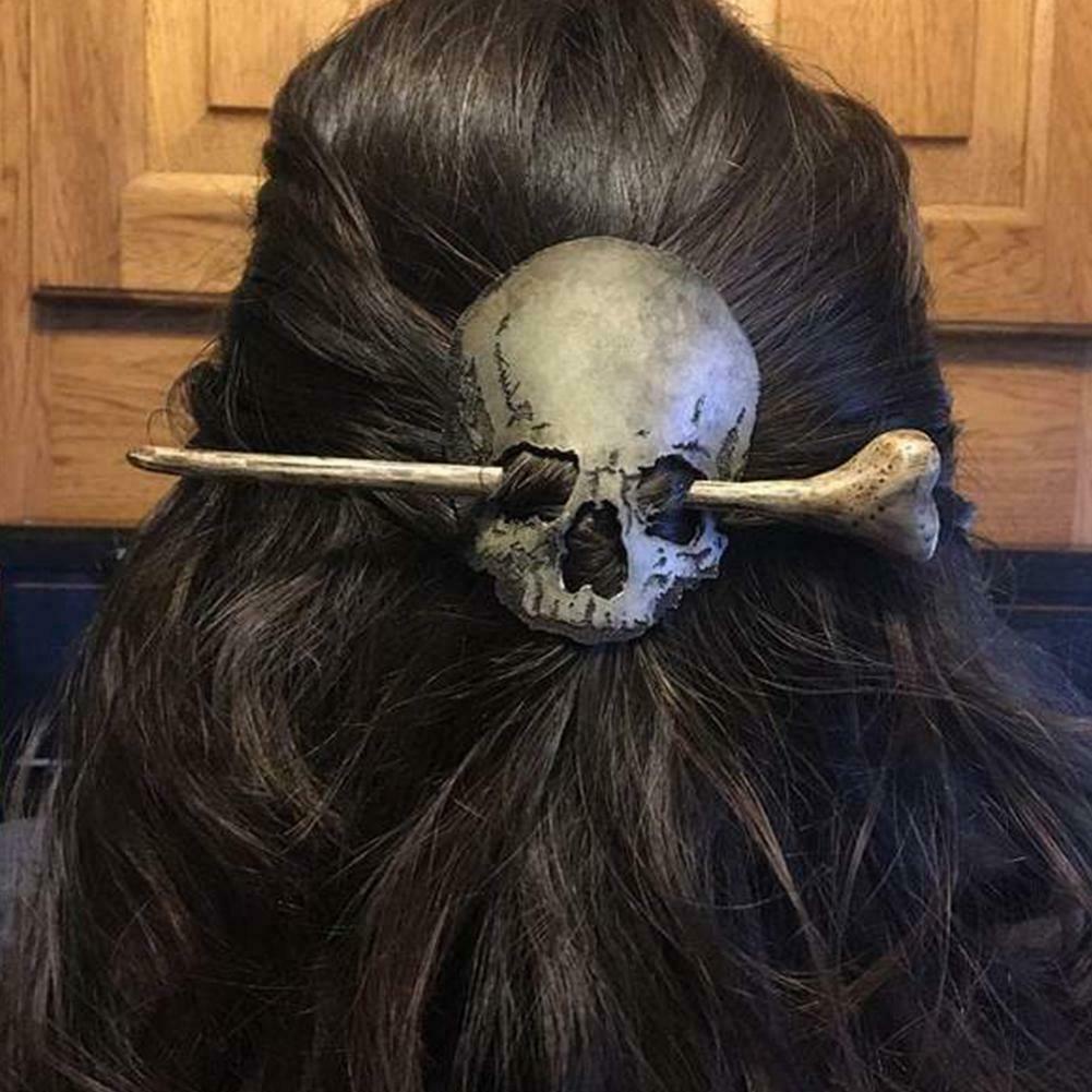 Jepit Rambut Desain Kerangka Gaya Punk Retro Untuk Aksesoris Halloween