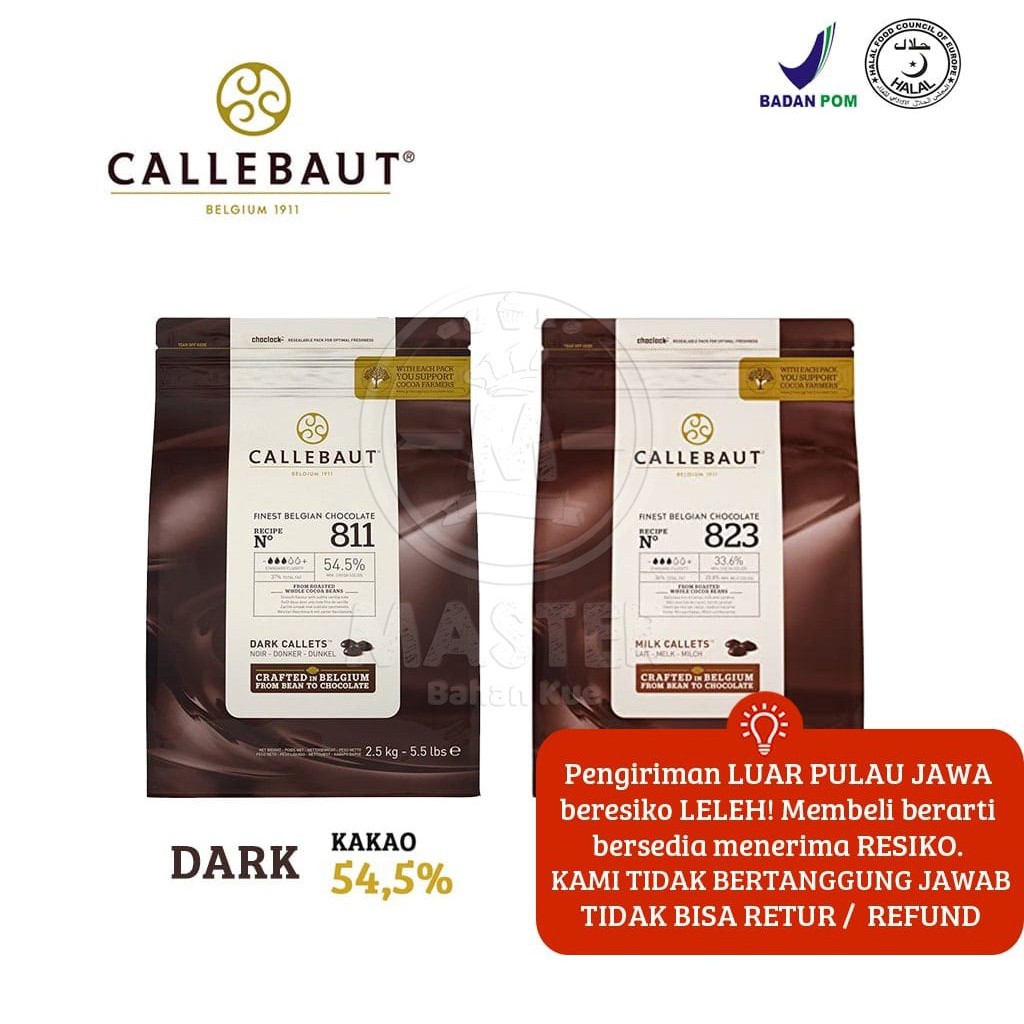 

Callebaut 1 BAG 2,5 kg + Ice Gel [811/823/70,5%/Velvet] KHUSUS GOSEND & JNE YES