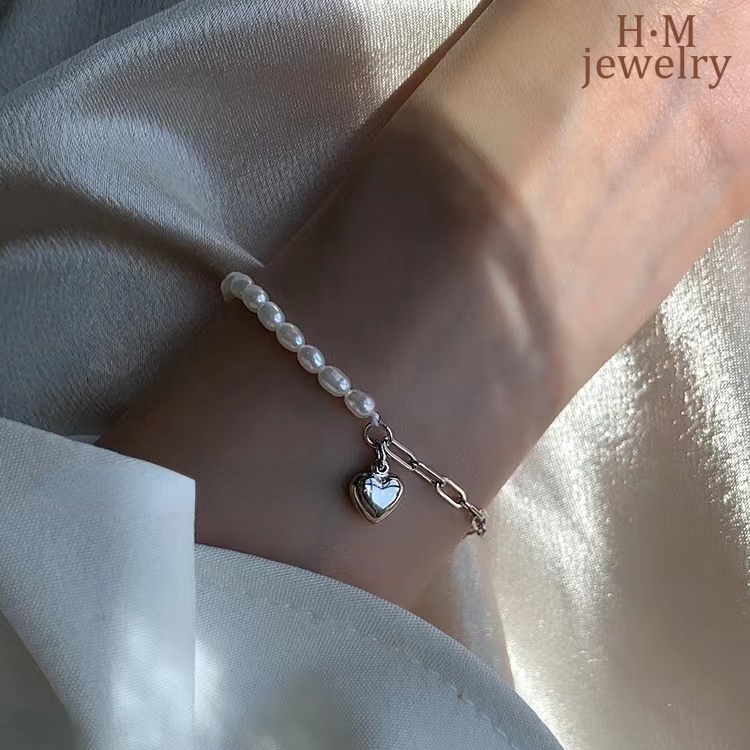 Gelang Manikmanik Mutiara Bandul Desain Hati Gaya Elegan Untuk Wanita