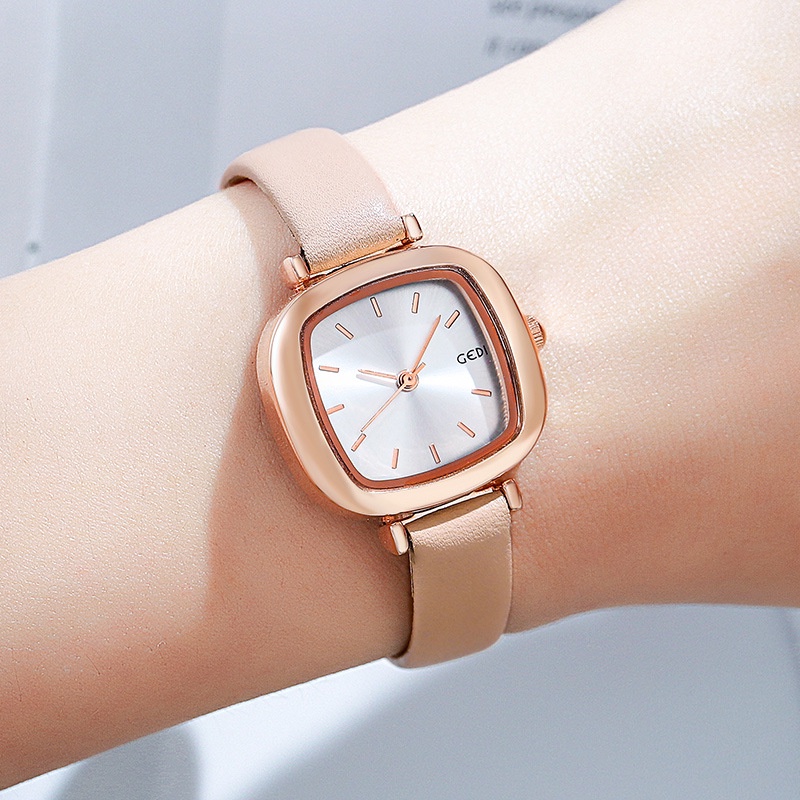 SANGCAKRA COD-Jam Tangan Wanita Korea Casual Dial Kotak Analog Quartz Strap PU High Quality Import New Model Unik - JW42