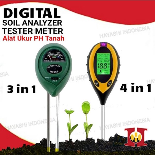 Alat Ukur Meter Tester Tanah Digital Soil Analyzer Moisture PH Light