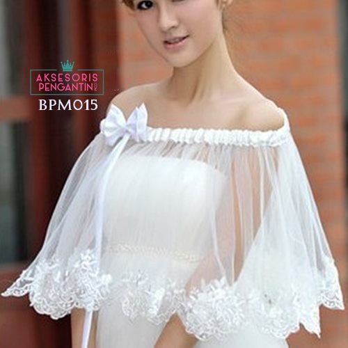 [PRODUK FAVORIT] BOLERO PENGANTIN LACE AKSESORIS WEDDING WANITA BROKAT PUTIH BPM015