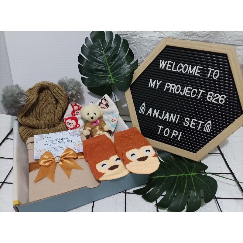 ANJANI SET | BABY HAMPERS BAYI GIFT KADO SET | PAKET LAHIRAN BAYI LAKI - LAKI PEREMPUAN UNISEX-Kupluk Coksu