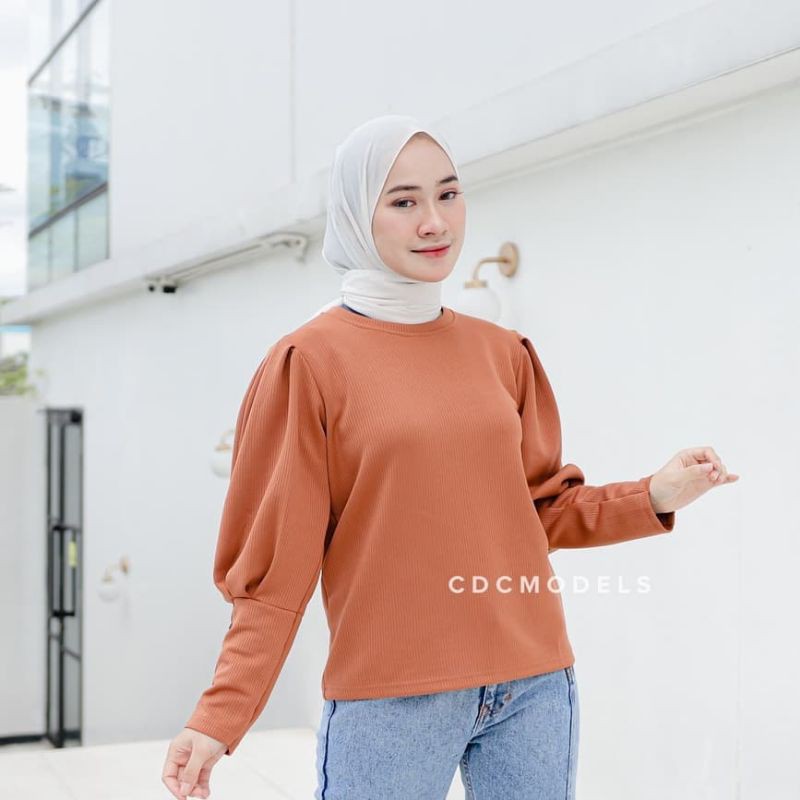 Murah Kemeja Wanita Cewek Warna Putih Polos Atasan Lengan Panjang Kerja Modern Size M L XL Jumbo