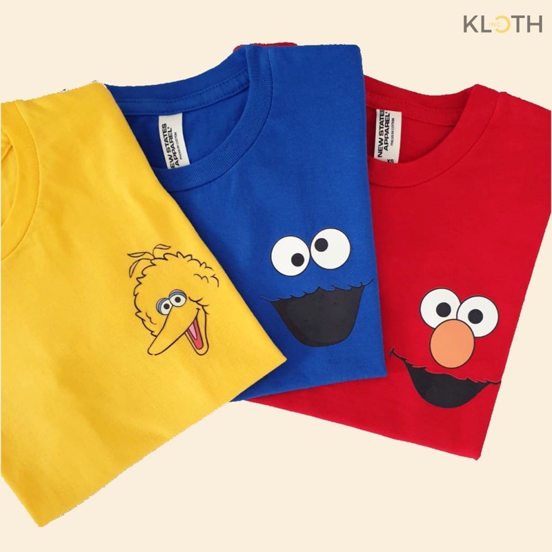 Kaos Family Couple Sesame Street Elmo Anak dan Dewasa Cotton Combed 24s Premium Bisa Lengan Panjang