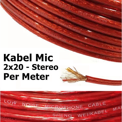 Kabel Audio Mic Microphone Stereo Transparan 2 x 20 Eceran 3 Jalur 3 Line  Akai Canon panjang Tembaga bisa Disolder  per 1 Meter