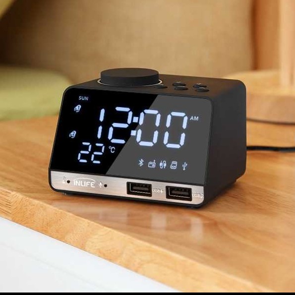 Jam Meja / Jam Weker Bluetooth Speaker / Alarm Clock - Radio - USB