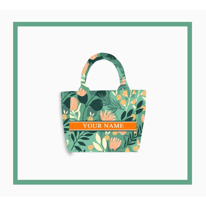 Lacia Bag | Tas Custom Print Motif Bunga Hijau Muda
