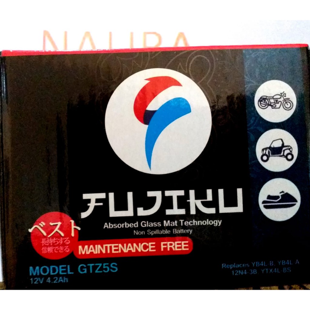 AKI FUJIKU BATTERY GTZ7S 12V 4,2AH - Aki Kering untuk motor bebek, metik, sport, 12v 4,2Ah