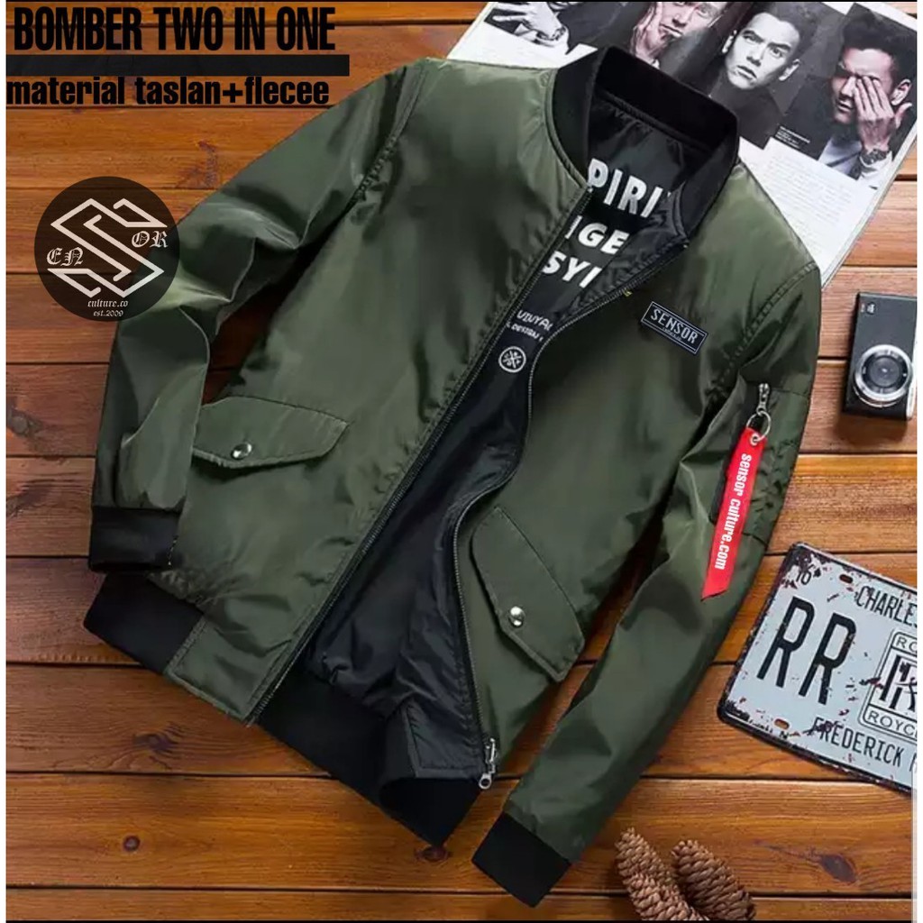 Jaket Bomber Bolak Balik Pria / Jaket Bomber Two in One Terbaru