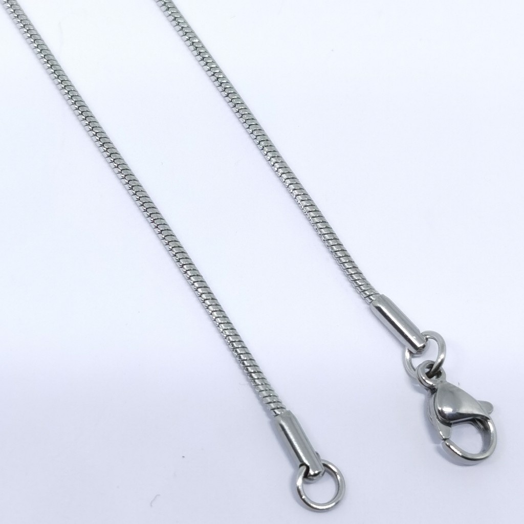 Kalung titanium Anti Karat Model Kotak Silver 45cm|50cm|60cm