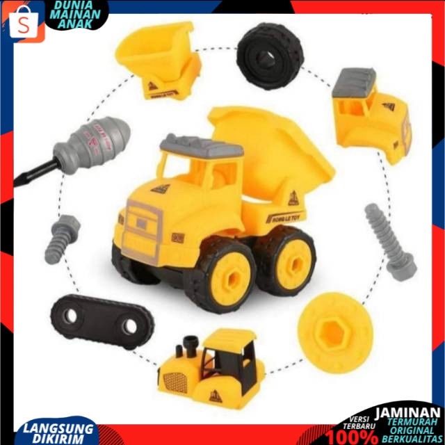 ISI 4 Mainan Anak DIY Assemble Truck Car Mobil Mobilan Truk Rakit Konstruksi Construction SNI KGP-10