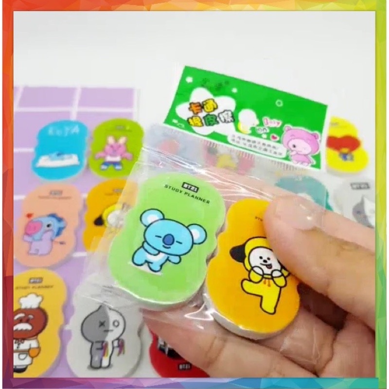 

[isi 2pcs ] PENGHAPUS PENSIL BT21 / PENGHAPUS BT21 / ERASER BT21 / BANGTAN / PENGHAPUS KARAKTER LUCU