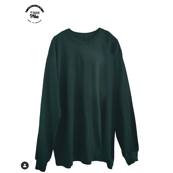 Kaos Polos Hijau Botol Lengan Panjang RIB