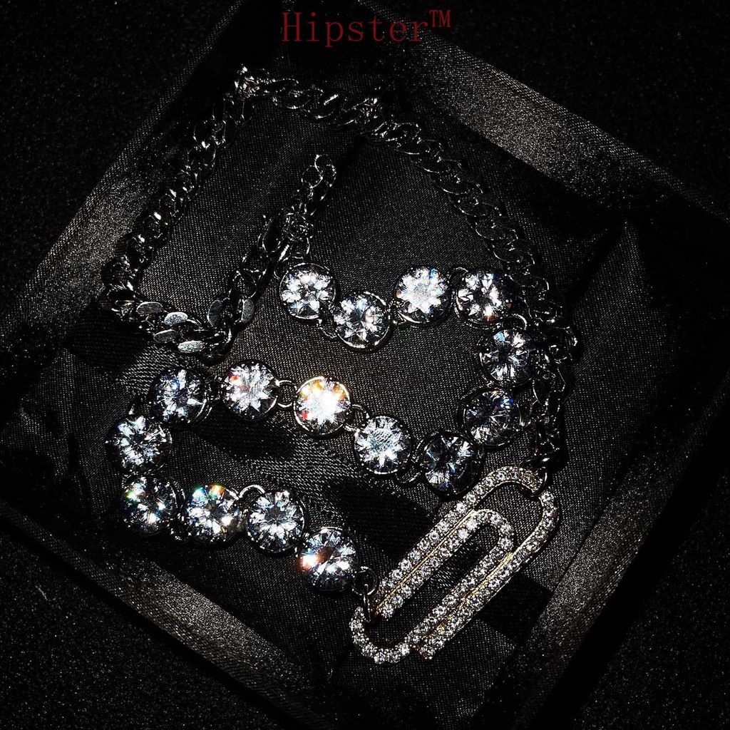 Hot Sale Ins Style Irregular with Personality Micro-Inlaid Diamond Pin Necklace