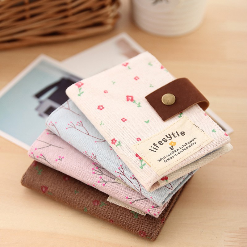 FYGALERYSURABAYA Dompet Kartu Kanvas Motif Floral Bunga US 20 Slot Kartu Canvas