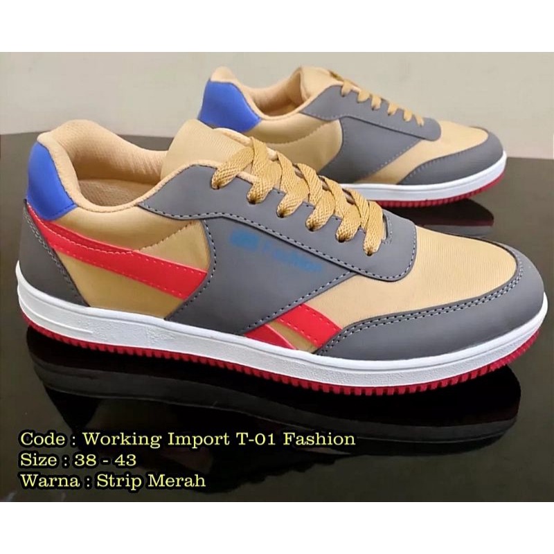 PRODUK TERBAIK WORKING T-01 Sepatu Sneakers Kets Running Sport Original Lokal Berkualitas Sepatu Sne