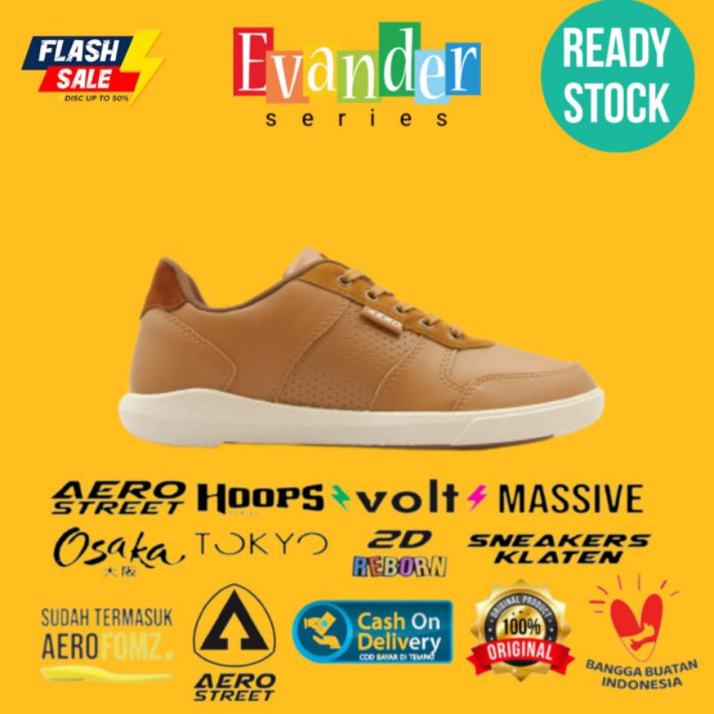 Aerostreet Evander Coklat Muda - Sepatu Sneakers Casual Sport Sekolah Pria