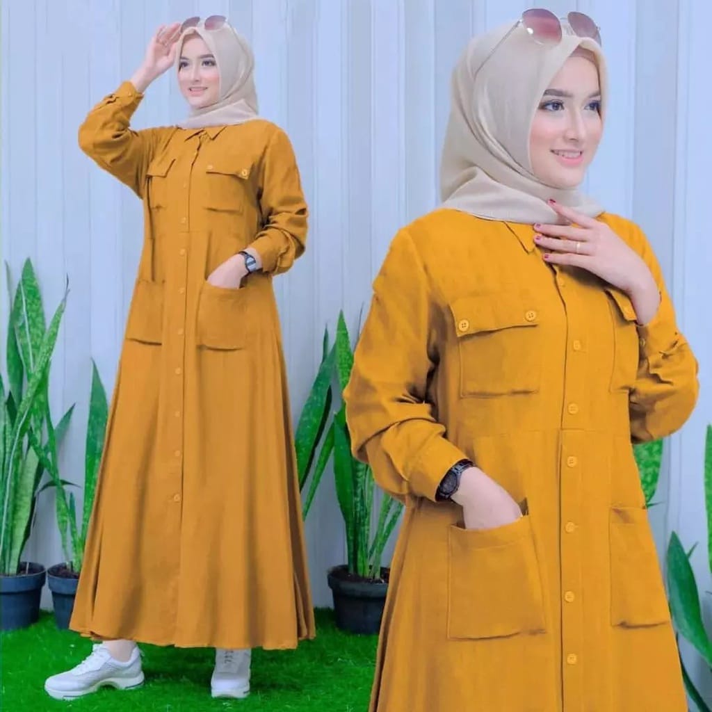 Gamis Terbaru 2022 Baju Wanita Kekinian Moana Maxy Gamis Crinkle Dress Busui Friendly Baju Lengan Panjang Wanita