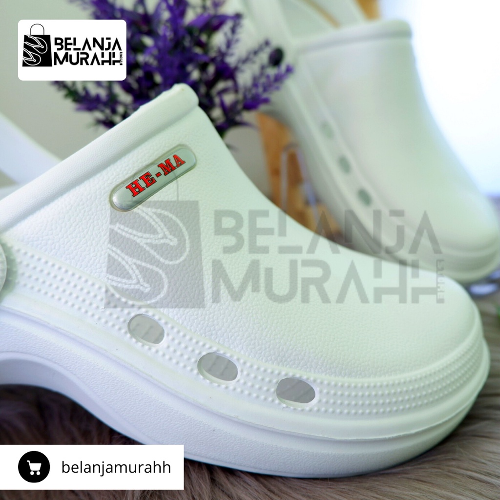 Sandal Sepatu Model CROCS Putih Sandal KODOK HE-MA Putih Sandal Baim Sendal PERAWAT/ Sandal MEDIS / BIDAN/ DOKTER / OPERASI / RUMAH SAKIT Putih Sandal Rumah Pria Wanita Size 36 S/d 44