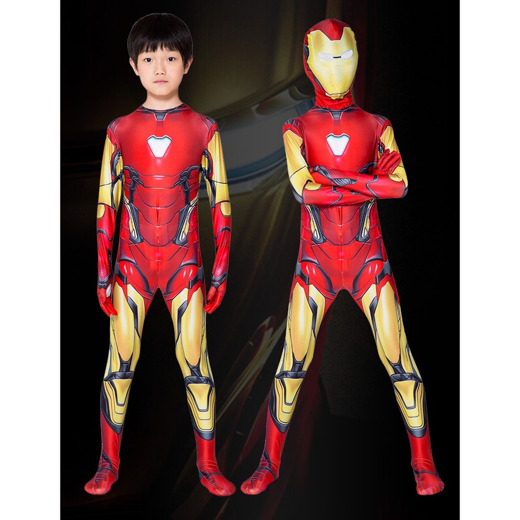 Avengers Iron Man Anak Laki-laki One-Piece Ketat Pakaian Cosplay Fulian Marvel Iron Man Spiderman Captain America Bertindak Anak Pakaian