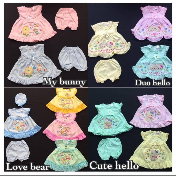 Dress Bayi 0-12 Bulan Murah, Lucu dan Berkualitas Motif Random cherrybabykidsshop LC