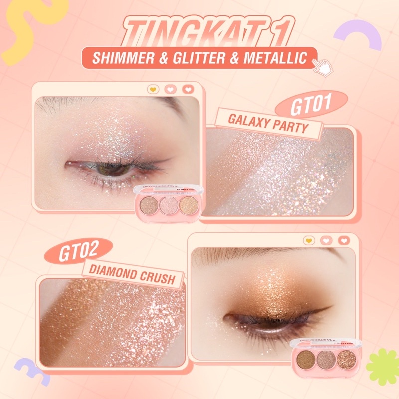 PINKFLASH 3 Pan Shades Eyeshadow Palette Glitter