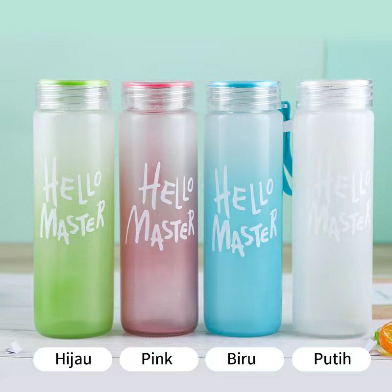 Botol Minum Kaca Hello Master Good Quality