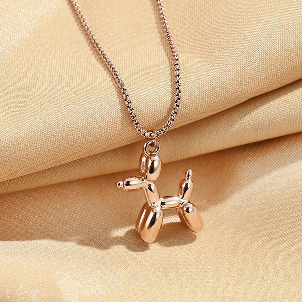 【COD Tangding】Simple Personality Dog Necklace Cute Balloon Stereo Dog Animal Pendant Necklace