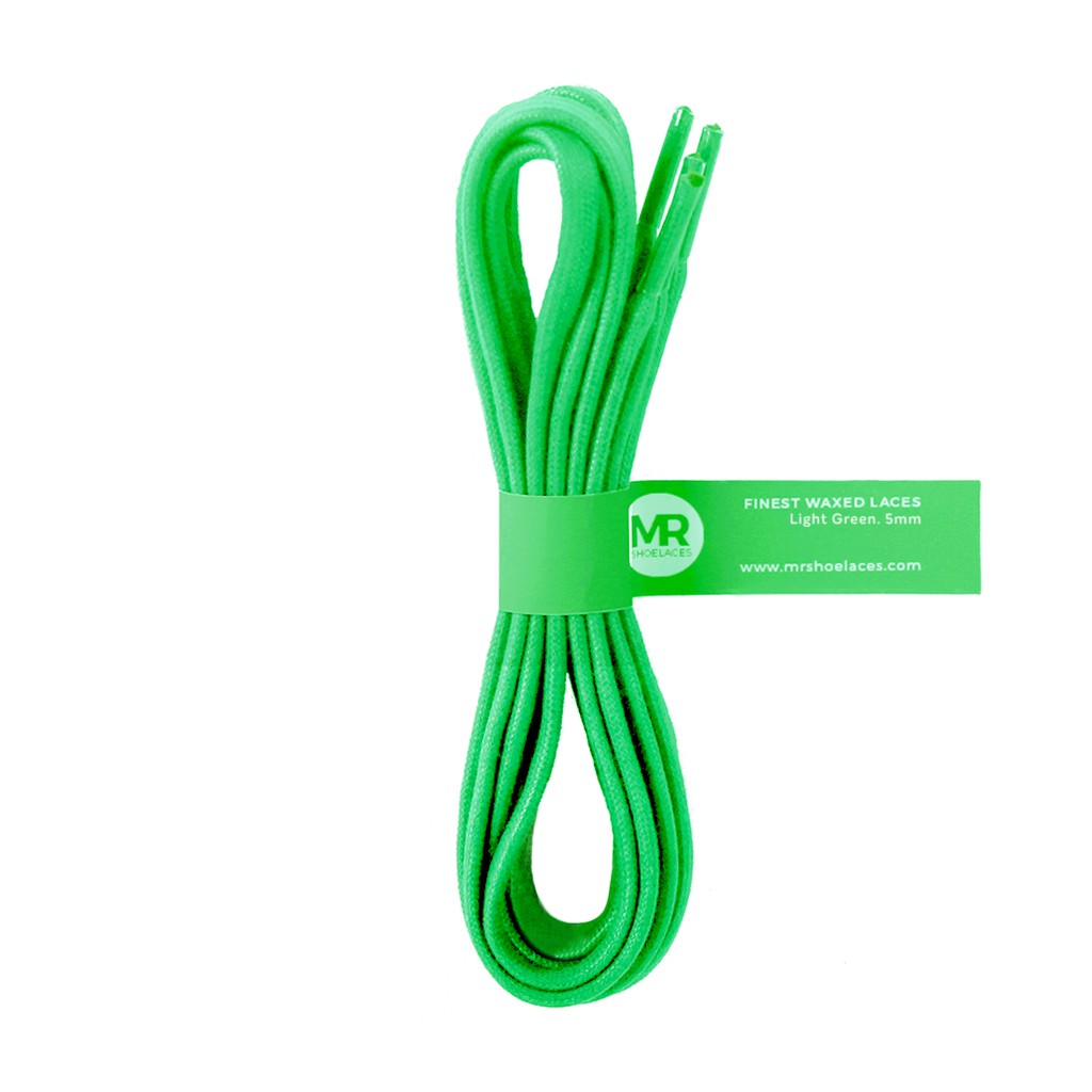 MR Shoelaces FL28 Light Green (Hijau) Tali Sepatu Lilin 5mm Gepeng Flat Pipih (Waxed Laces) 90cm 100cm 120cm 150cm 180cm 200cm (Waxed Laces) - Premium Shoelace