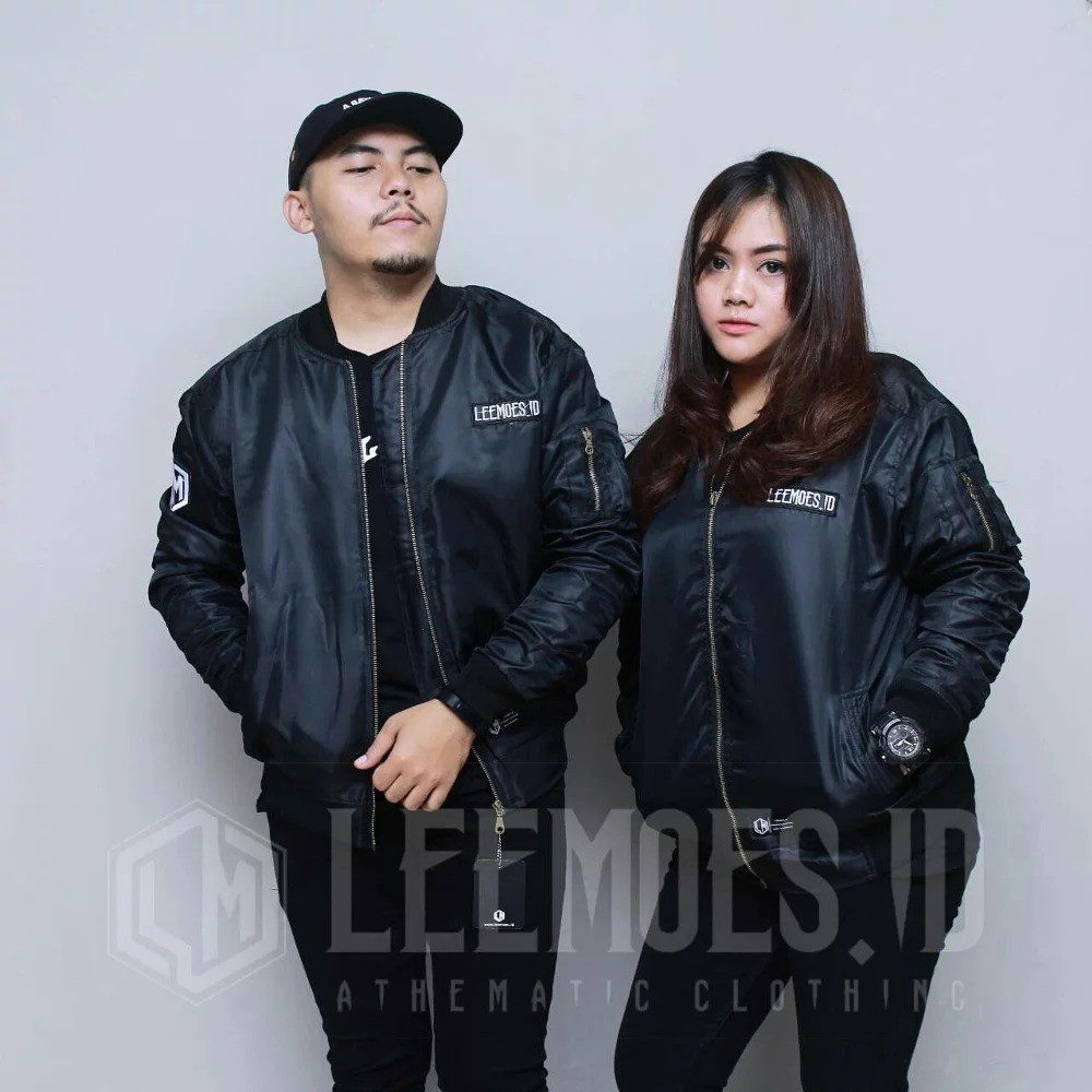 Diskon Termurah Jaket Pria Wanita Terbaru Jaket Bomber Leemoes.ID Original BlackJ.0005