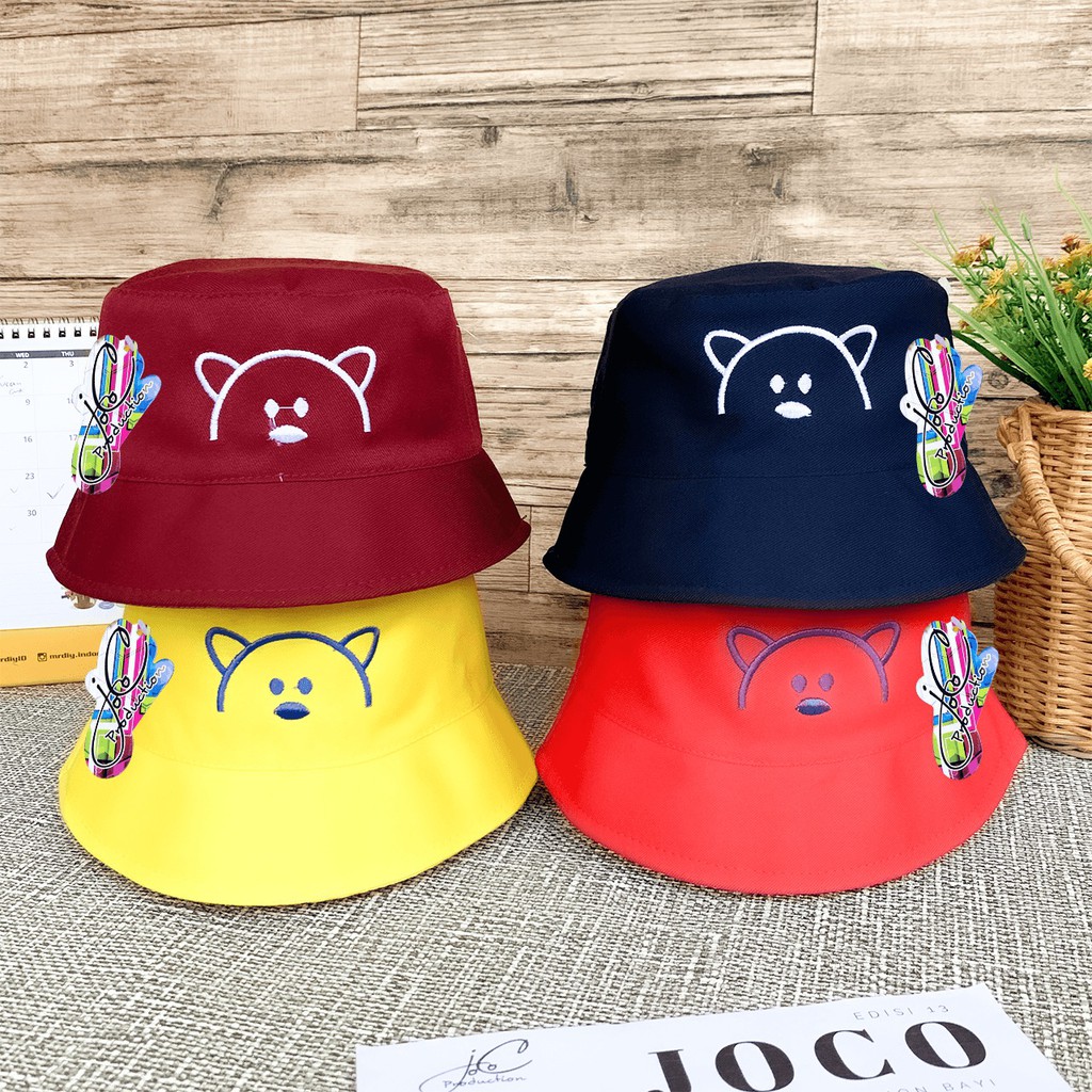 BUCKET BORDIR TOPI KIDS BUCKET BEAR - TOPI ANAK UNISEX BORDIR BERUANG