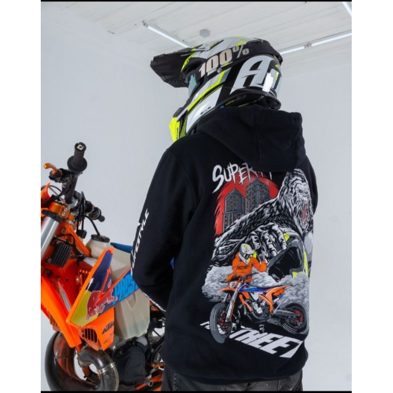 HOODIE | PROSTREET | SUPERMOTO GORILA | ORIGINAL | BLACK-hitam M