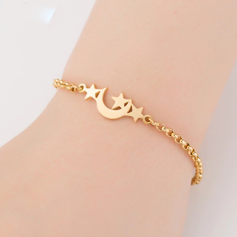 Gelang Titanium Stainless Anti Karat Rantai Wanita Liontin Kupu Bintang Smile Infinity Wanita Korea Dalika