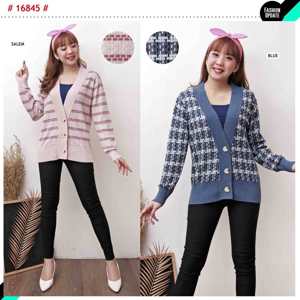 DelLuna Korean Cardigan Rajut - Atasan Wanita Cardigan Premium Knit (16845)