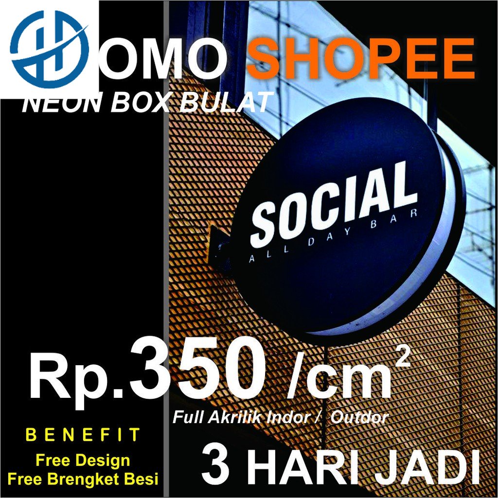 NEON BOX BULAT | KOTAK MURAH Premium Custom 2 SISI